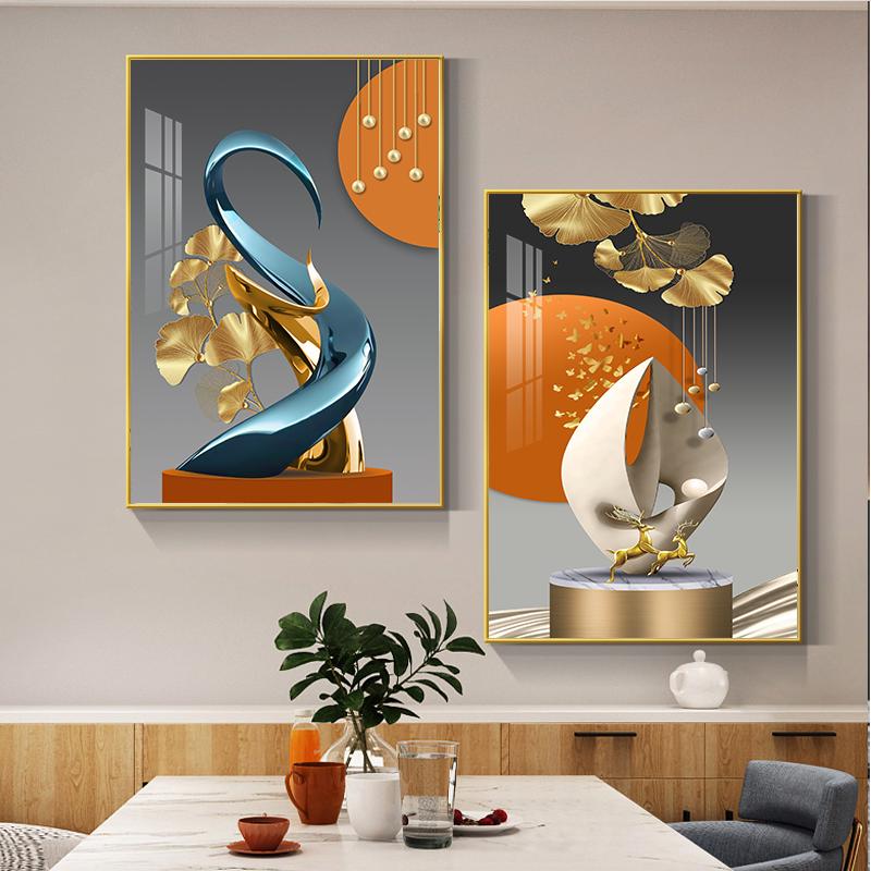 现代简约餐厅酒杯装饰画饭厅酒店墙面挂画轻奢抽象餐桌背景墙壁画图片