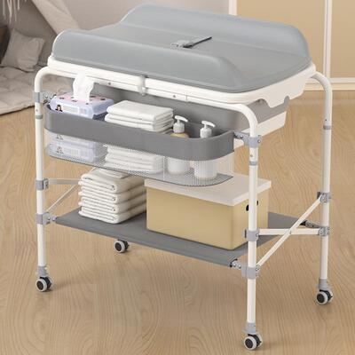 婴儿洗YNM1009澡浴盆0-3岁宝宝盆尿折布台可叠护置理床边物架浴桶