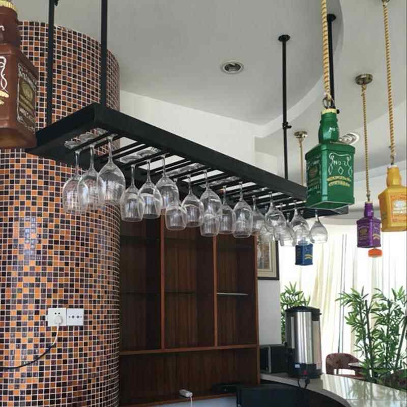 艺铁吧吧台悬挂大酒酒杯架悬挂杯杯架高脚杯挂酒吊架红酒架子倒挂