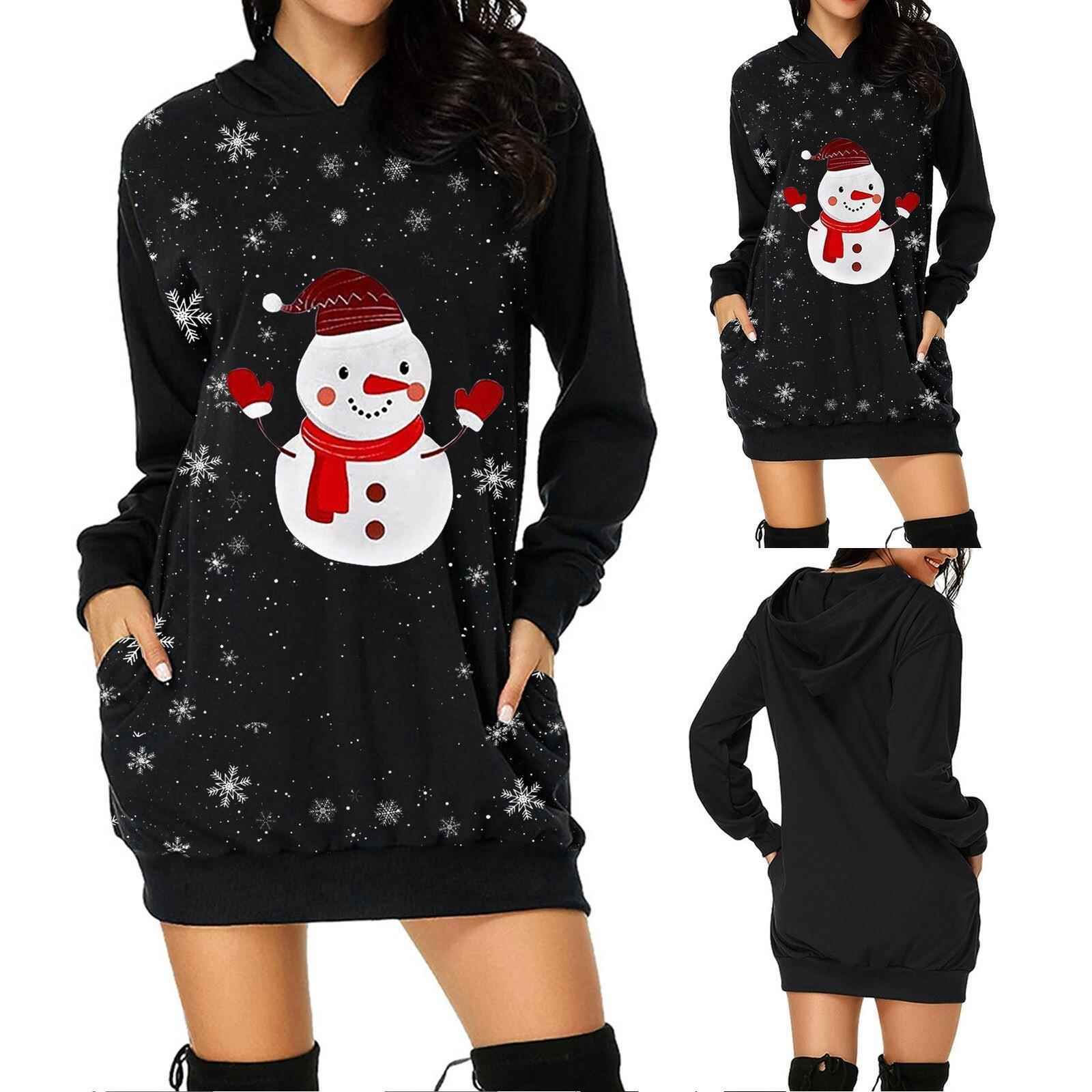 skirt hooded Christmas dress sweater sleeve long womens