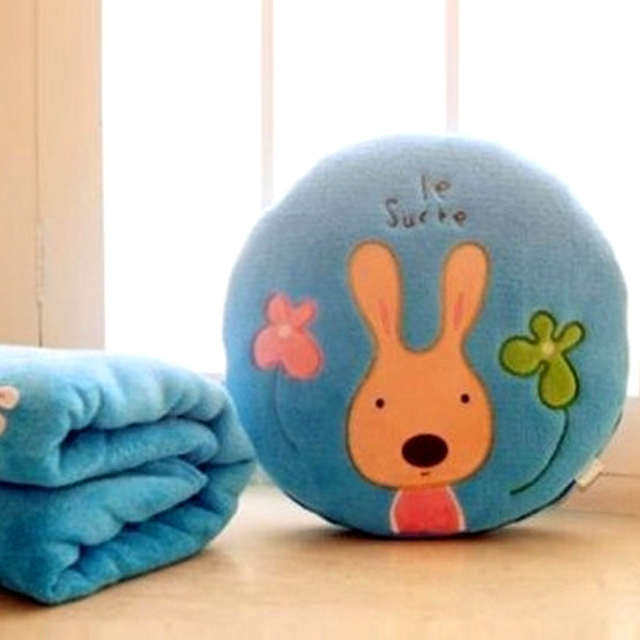 精品创意大号砂糖兔空调毯/空调被/毛毯/抱枕靠垫被生日礼物毛绒