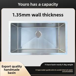 厨房大单槽窄边厨房水槽加深槽体24cm水斗 1.35壁厚出口品质美式