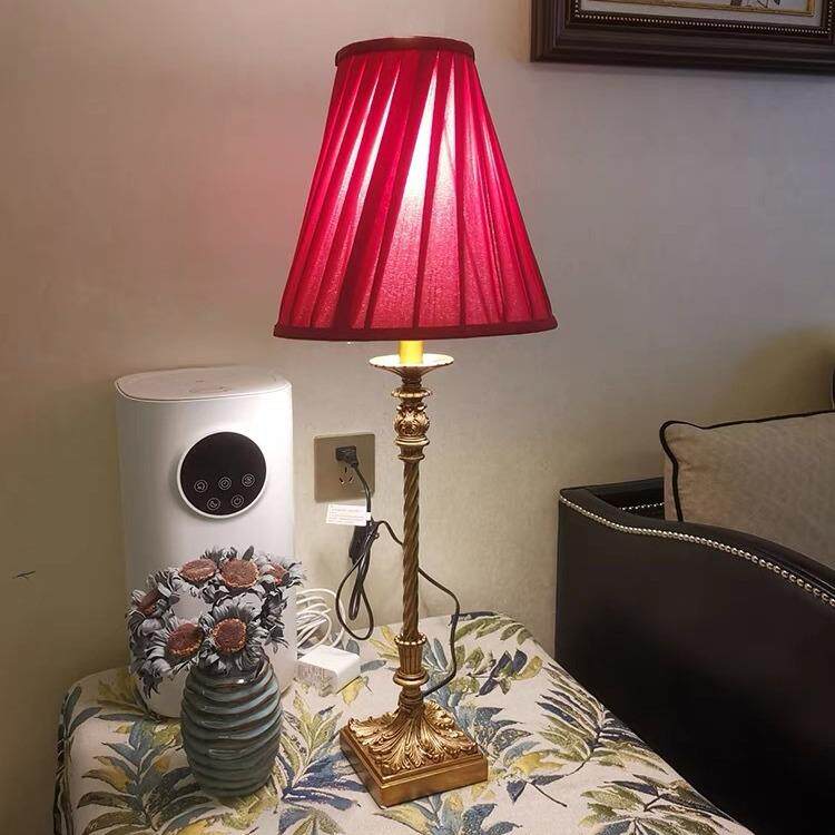 美式复古落地灯酒红色婚庆卧室茶几装饰台灯欧式金色玄关桌咖啡厅