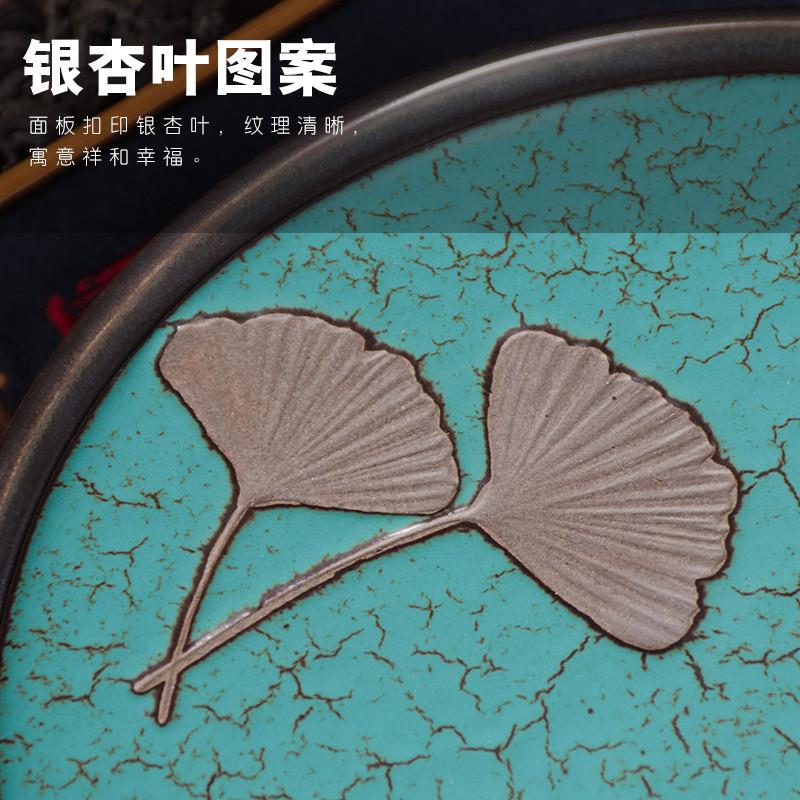 日式圆茶形茶盘小号茶手工陶干瓷简约储水泡茶盘承茶道mz-1042配