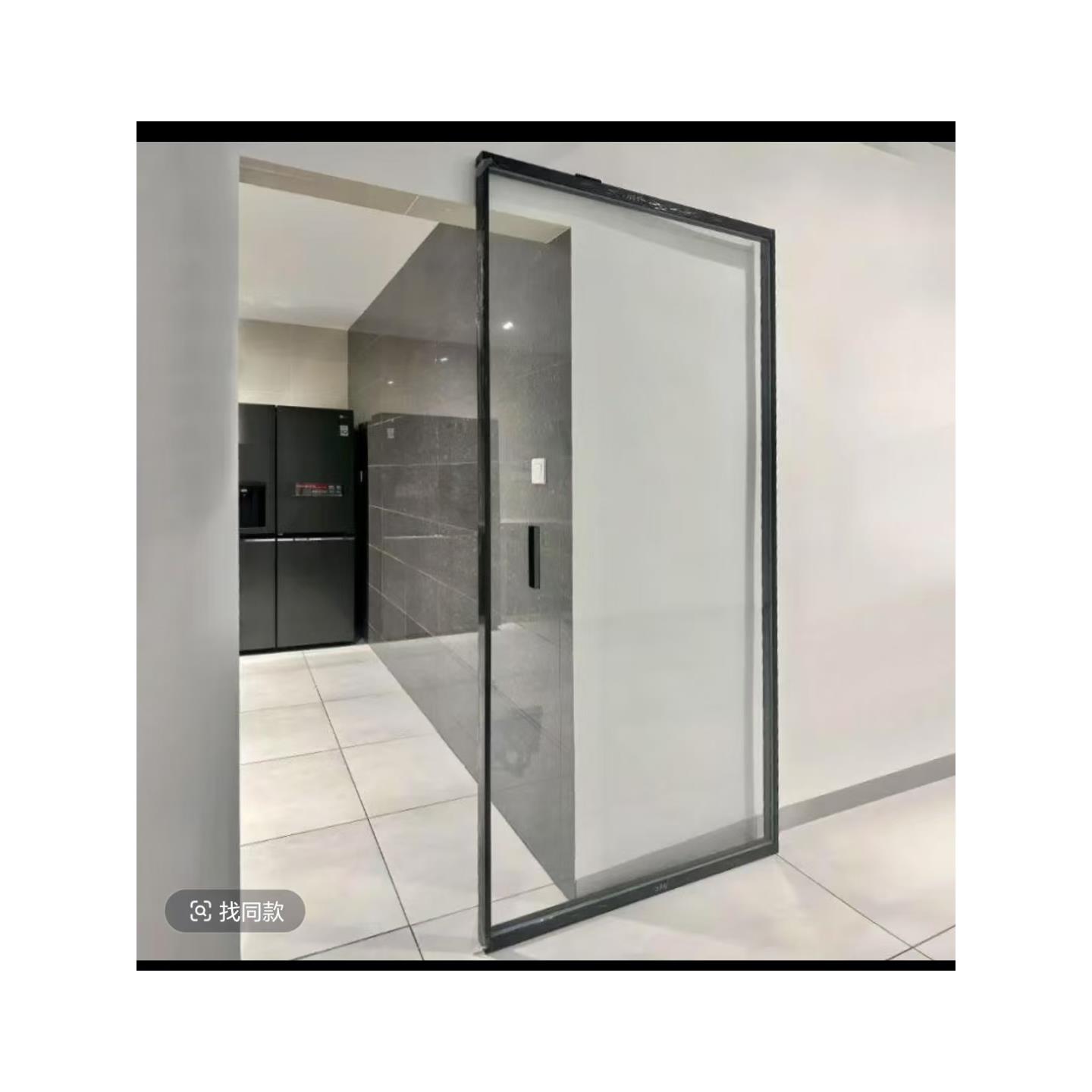 幽灵门无轨移门平移门厨房窄边门谷仓门隐形轨道卫生间玻璃推拉门