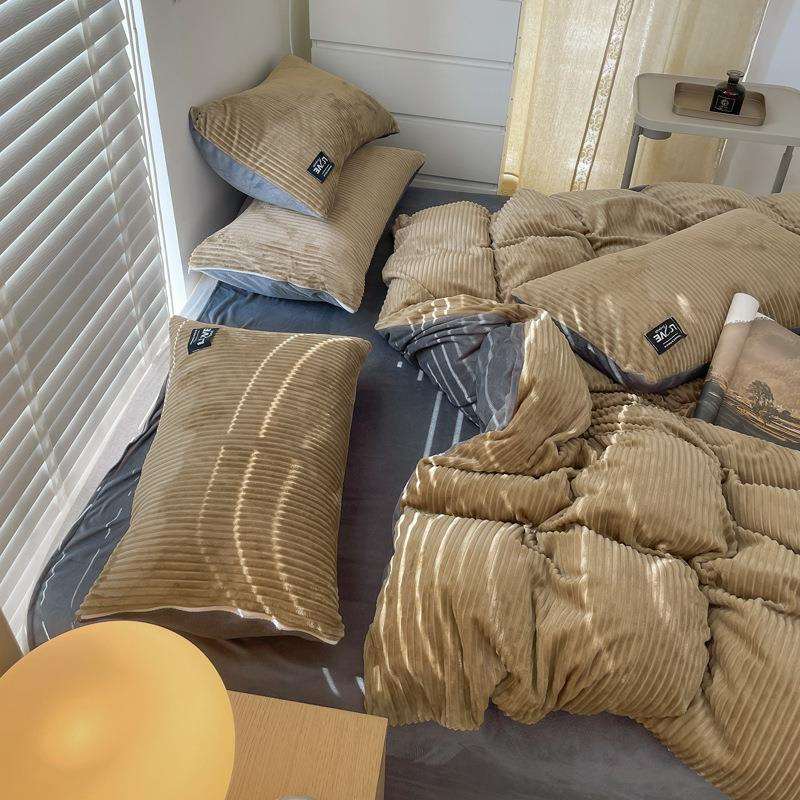 床上四件套加绒保暖床单珊瑚绒被套法兰绒床上用品绒4件套冬