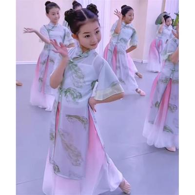 正品童古典舞表演服小月儿儿同款冠玉舞蹈装服装儿童旗女袍表演服