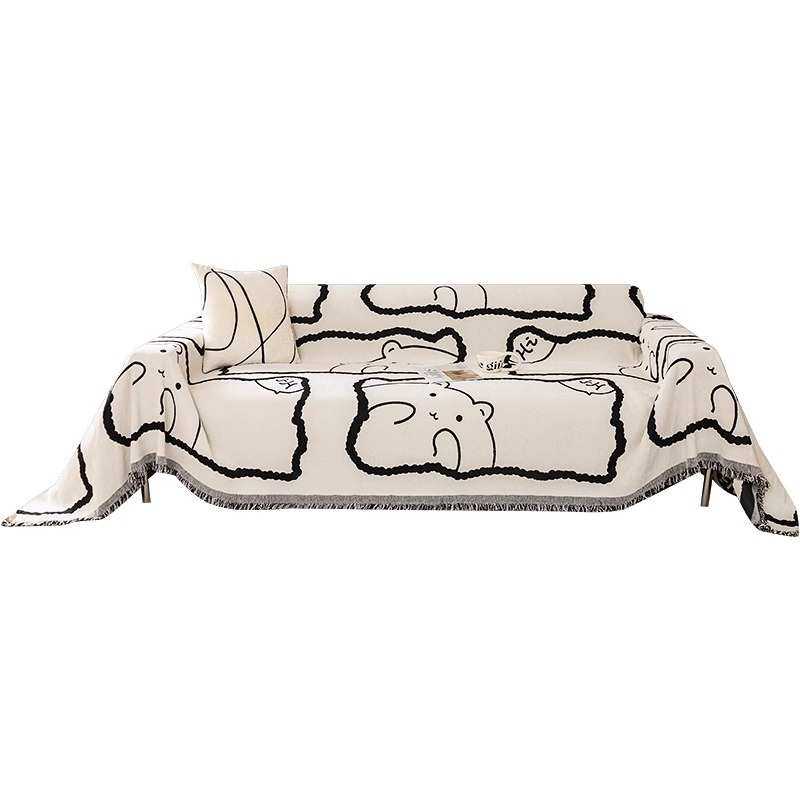 四季通用雪尼尔可爱小萌熊沙发盖布巾全包一体式防滑防尘罩沙发毯,居家布艺,沙发套,淘宝优惠券,粉丝福利购,淘宝优惠卷