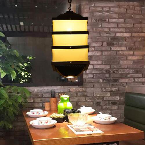 新中式仿古布艺火锅店吊灯特色餐厅餐桌卡座过道走廊铁艺灯具