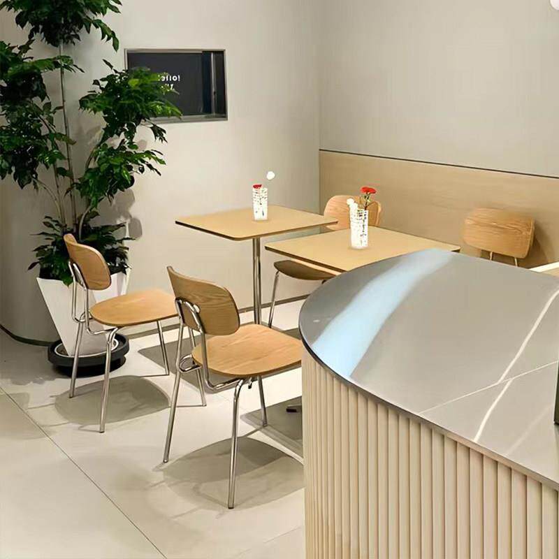 椅子北欧轻奢铁艺极简家用餐桌椅快餐奶茶店实木靠背凳子商用餐椅