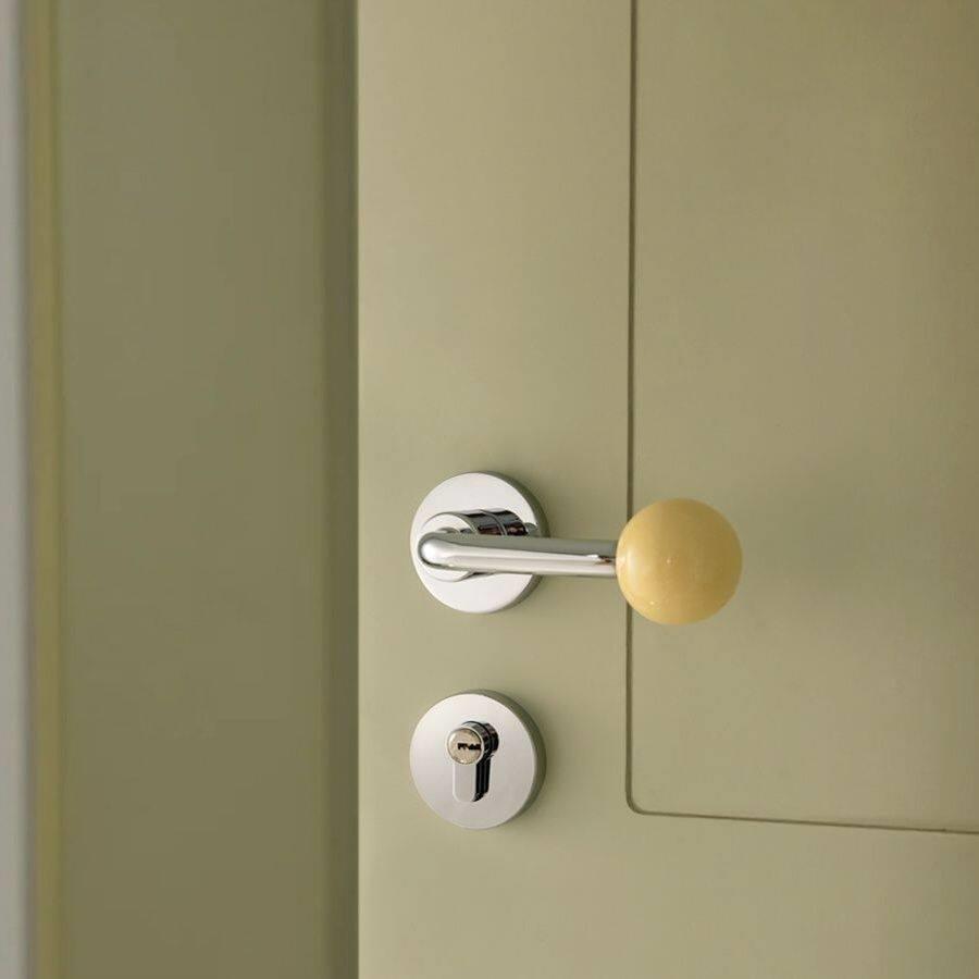 彩色陶瓷室内卧室门锁家用磁吸静音房门锁木门门把手可爱