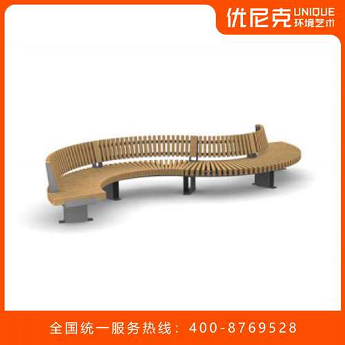 户外实木切片树围座椅防腐木圆形座凳木艺商场公园S形休闲长条椅