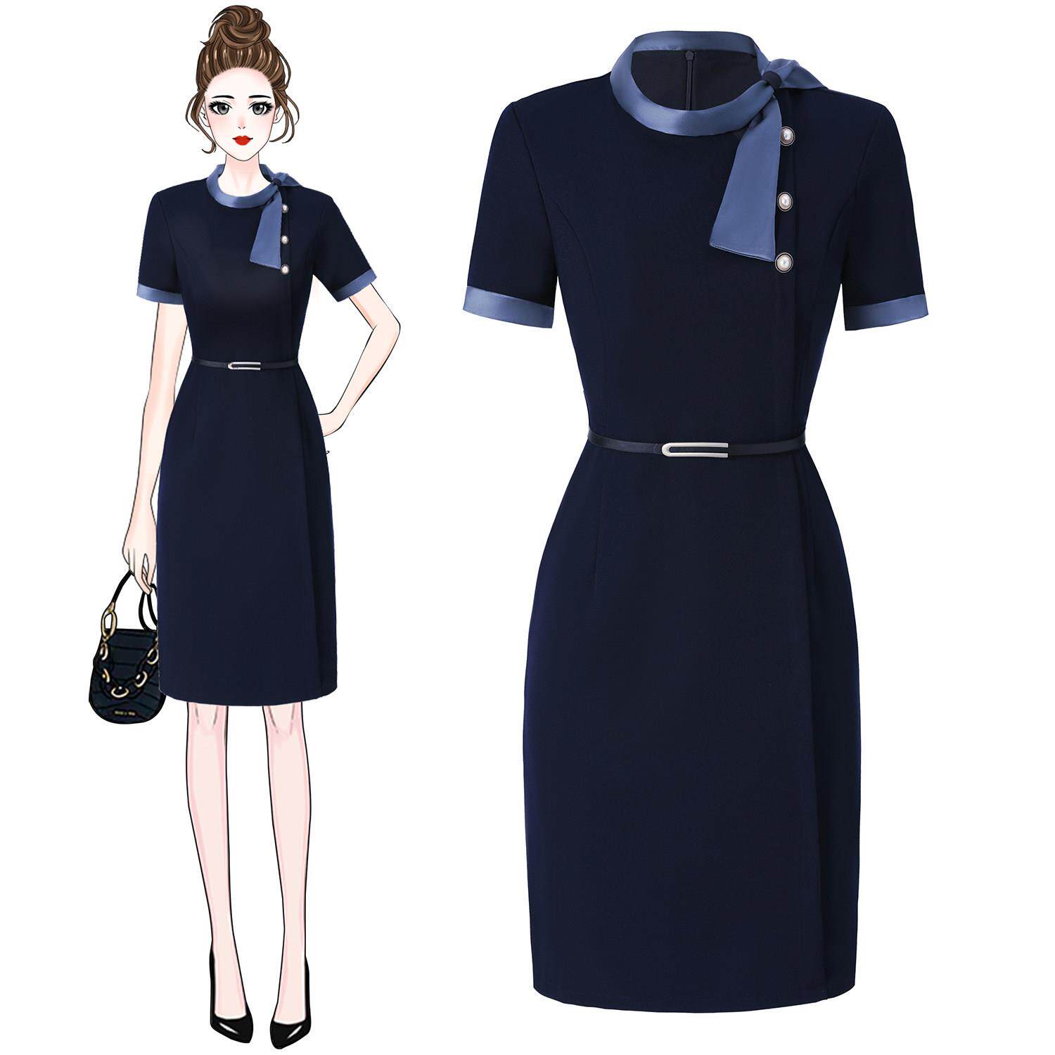 上班服丝巾洋装气质客服空姐美容珠宝店售楼酒店前台工作制服女