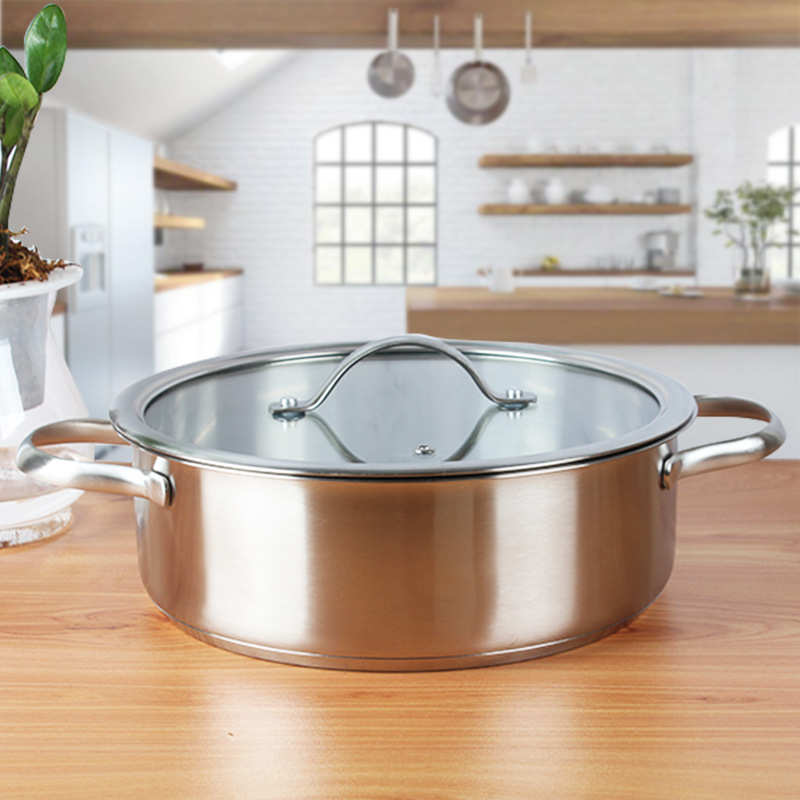 厂家供货不锈钢锅具套装加厚复底汤锅奶锅炒锅三件套厨房礼品锅具