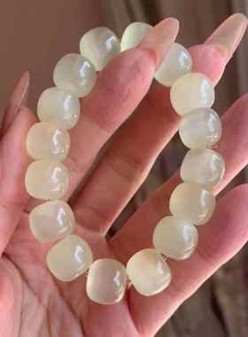 天然青白玉葡萄古风手持手串民族风醒狮手持女素圈可盘文玩绕指柔