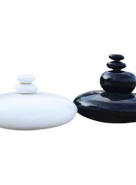 黑白棋子玻璃钢大型雕塑户外校园棋社公园石头装饰品仿真围棋摆件