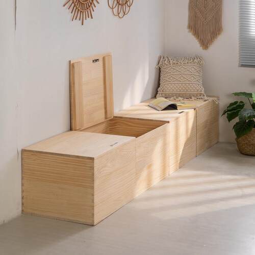 实木飘窗柜收纳柜可坐矮柜地柜阳台榫卯收纳柜榻榻米落地柜子定制