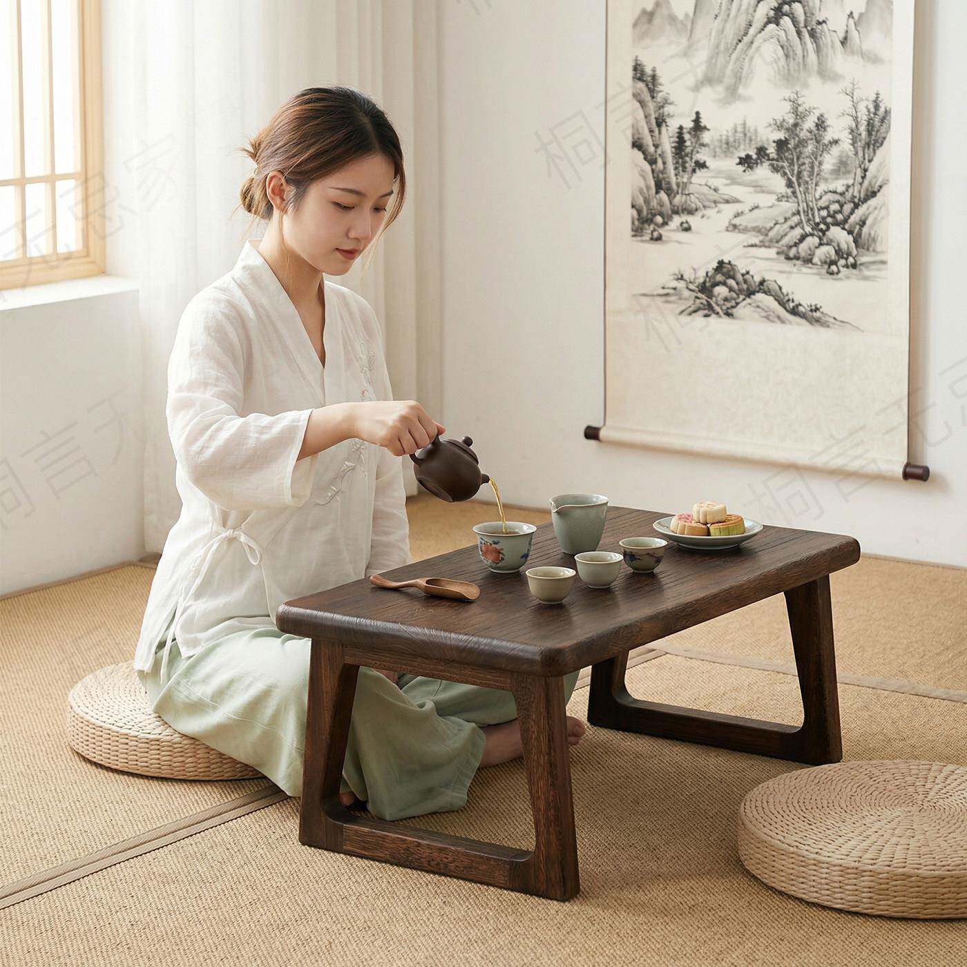 中式实木飘窗小桌子榻榻米炕桌家用古风茶桌窗台茶几和室桌几矮桌