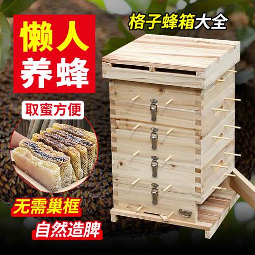 格子箱2cm厚中蜂蜂箱全套杉木养蜜蜂工具诱蜂桶五层方格子蜂箱