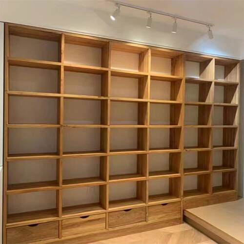 全实木落地柜置物老收纳架墙格子架NGK拐角新吊品榆木书架可订靠