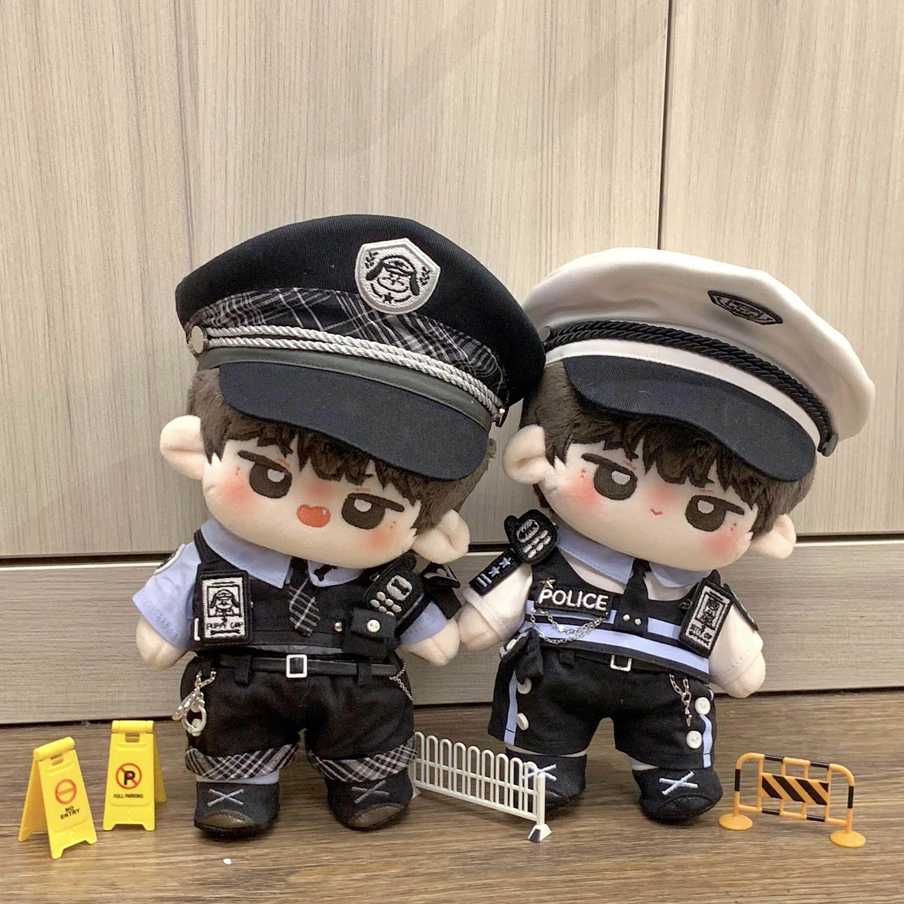 现货电个卷原创20cm棉花娃娃玩偶娃衣警员警官制服公仔衣服男女娃