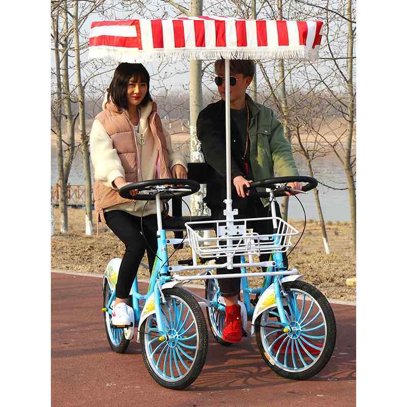 亲子自行车、双人骑行、四轮夫妇双人自行车可配合儿童三人观光、