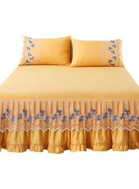 套韩版蕾丝床裙主床罩单件1.35x2m三件式床公1.组8xmd8793212米床