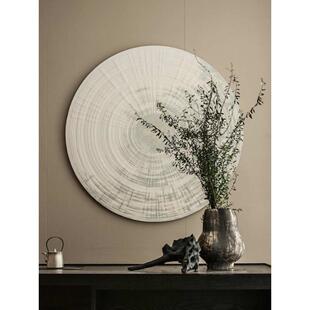 装饰画画样板房简约木雕客厅新中式实物立体创意现代玄关挂画圆形