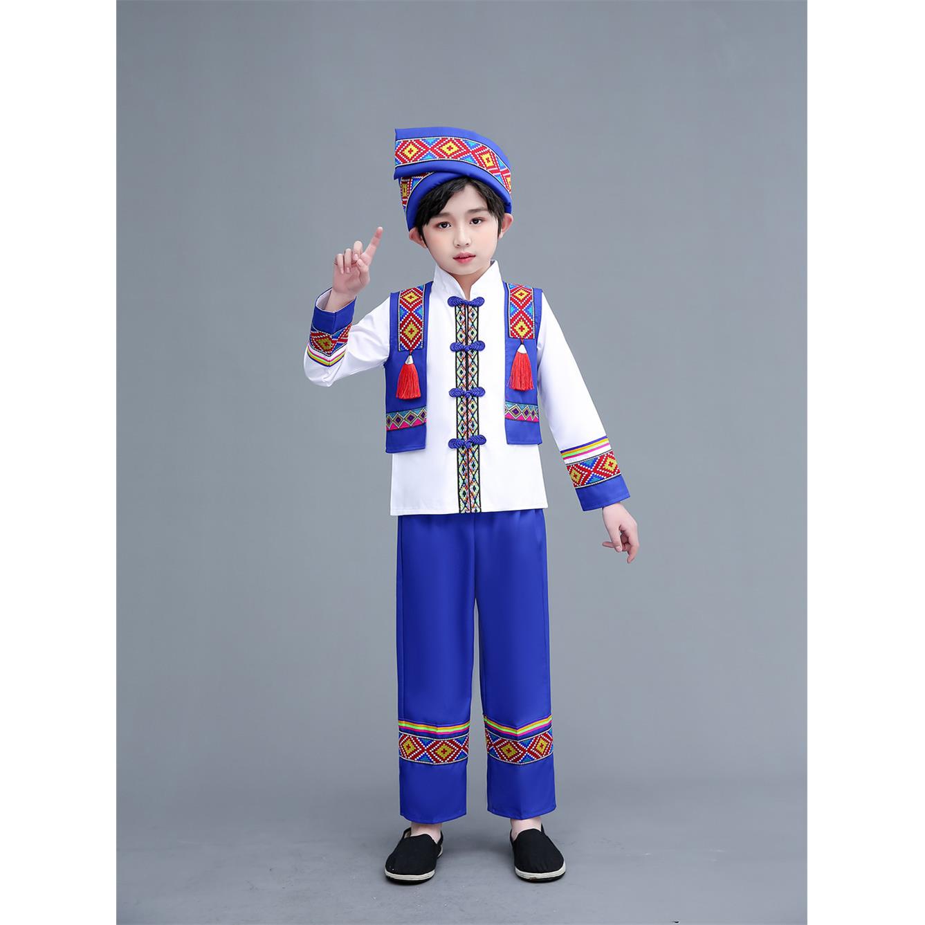 高档演新儿童仫佬族服装女童舞蹈出服少数民族款幼儿舞台合唱男表