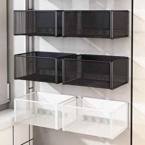 冰箱磁吸保鲜膜收纳置物架收纳挂篮多功能创意收纳盒金属筐侧收纳