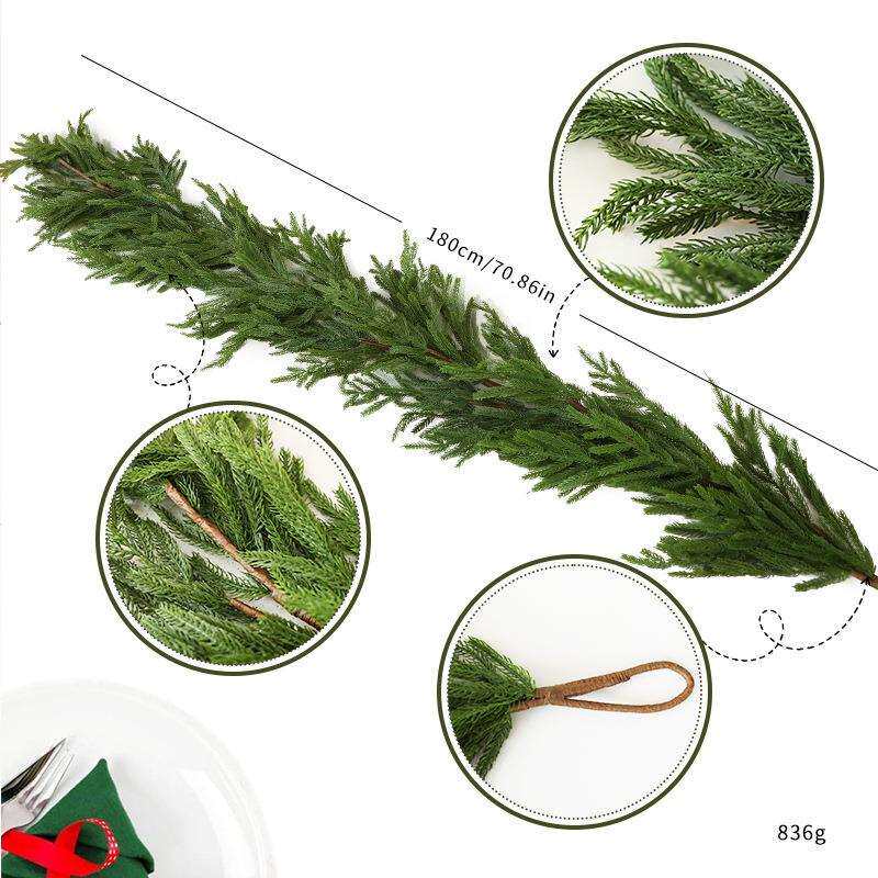 圣远新款 仿真松针藤条圣诞节装饰柏叶松树福克斯松门挂花环壁挂