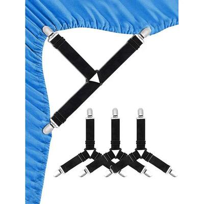 4 Pcs Triangle Bed Sheet Holders Fitted Sheet Clips Adjustab