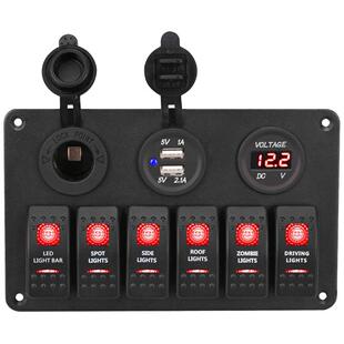 双蓝灯5脚ON 开关大巴游览观光车专用组合开关 OFF船型组装