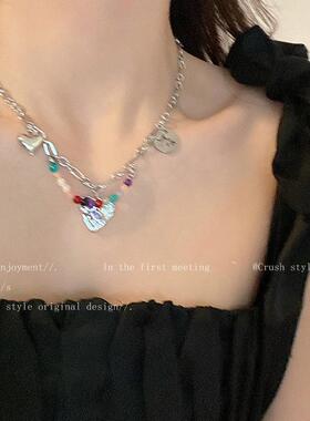 纯欲辣妹珍珠钢项链女高级感锁骨链百搭颈链配饰