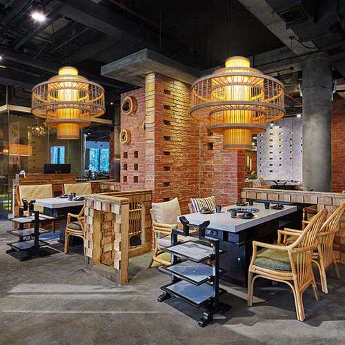 竹艺吊灯现代简约禅意日式灯竹编灯笼中式餐厅酒店火锅店创意竹灯