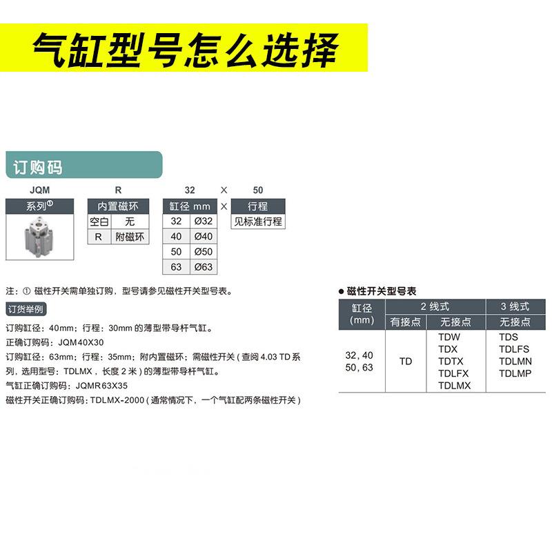 带导杆气缸JQMB/JQMBR32/40/50/63X5X10X15X20X25X30X35X40X50X75