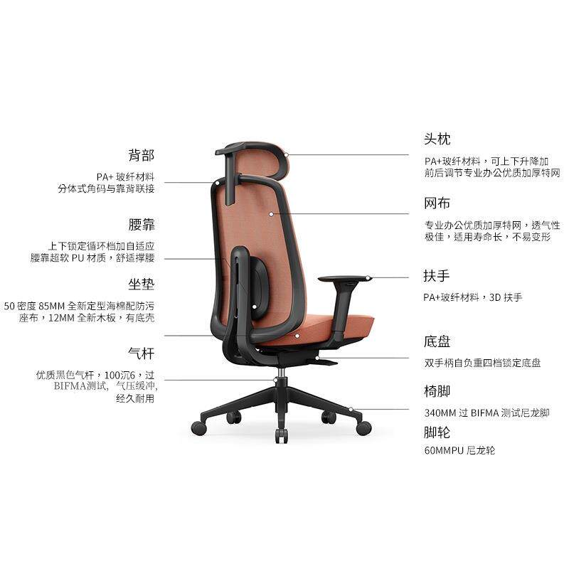 新款透气员工办公椅人体工学久坐不累3D扶手电脑椅家用会议椅