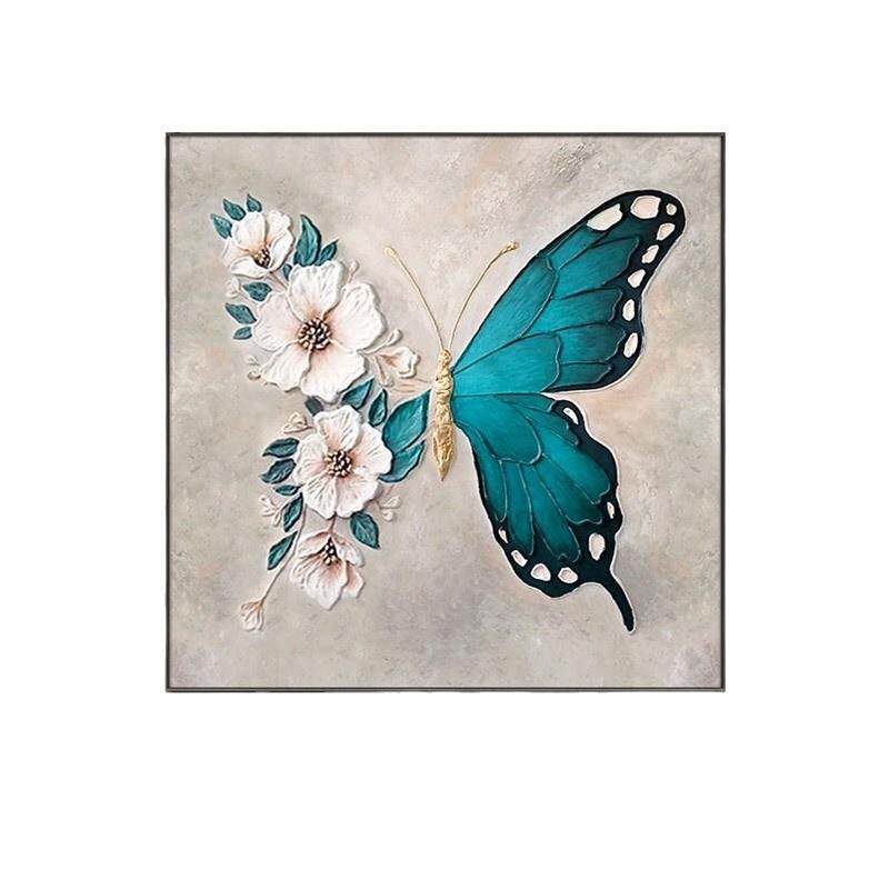 大芬村油画轻奢餐厅装饰画北欧金箔画客厅壁画现代简约玄关挂画