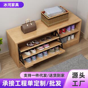 全实木翻门鞋 柜可坐换鞋 凳可拆洗软坐60 凳入户玄关凳 100cm鞋
