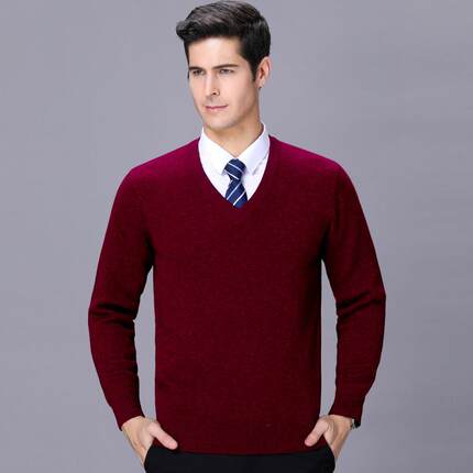 秋冬款男士全1915-515羊绒务毛商休闲中年男士字领加新衫厚保暖毛