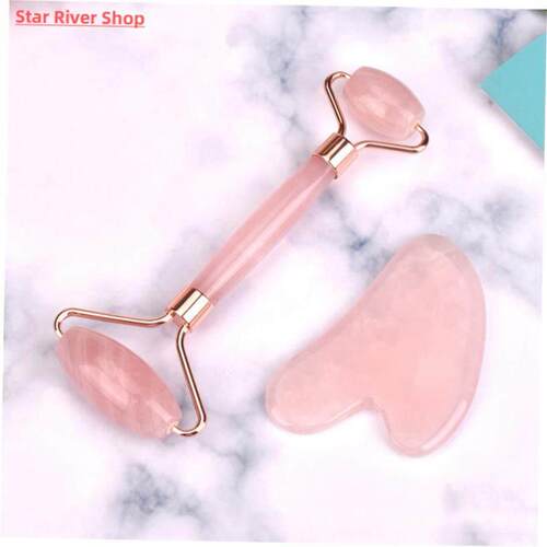 Pink Gua Sha Roller Massager Rose Resin Scraping Facial Skin