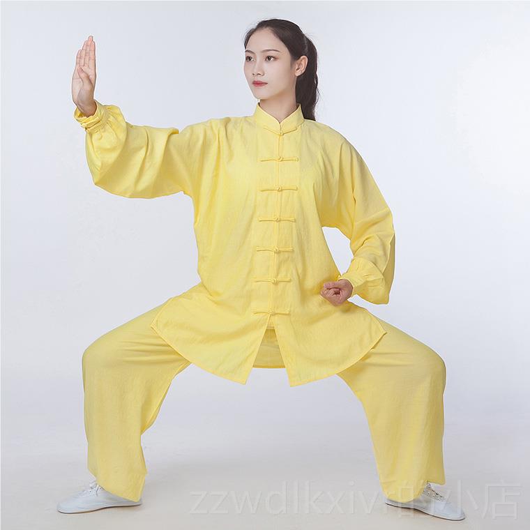新款春秋加太厚士极服女服装夏季薄亚麻棉中老款年清晨练功太极拳