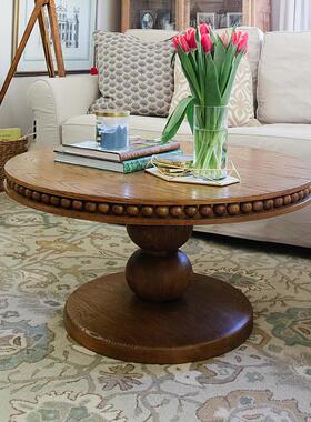 圆美式实罗木餐桌椭法形餐桌书桌马柱圆418桌茶几简约式复古