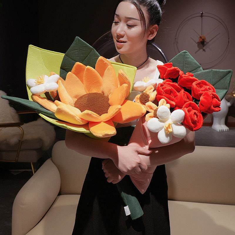 一举夺魁高考玩偶毛绒玩具仿真花向日葵手捧花弗洛伊德玫瑰花束