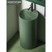 绿色圆形陶瓷座盆集成落地式 洗脸盆 洗脸盆B&B酒店家庭立式