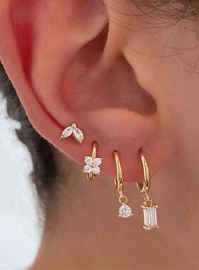 2PC Stainless Steel Little Huggies Hoop Earrings For Women T