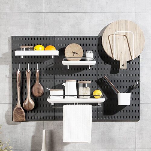 Kitchen Storage Rack Hole Board Hooks Organizer Furniture Su