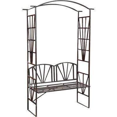 户外铁艺拱门花架置物架花园庭院门拱阳台休闲椅子拱形爬藤架座椅