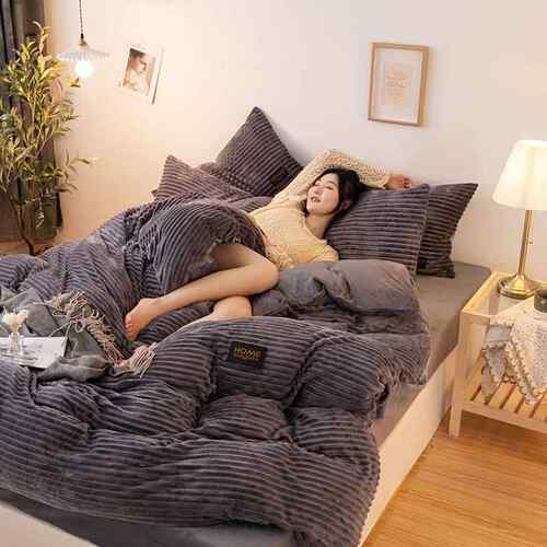 正品珊瑚四件法绒冬兰季水晶绒套双面网红款被套床单三件套床绒上