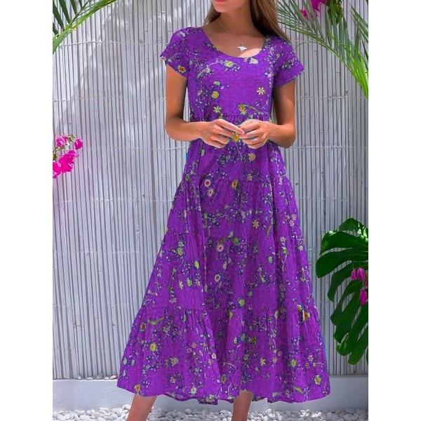 slightly fashion and temperament floral dress plus belly